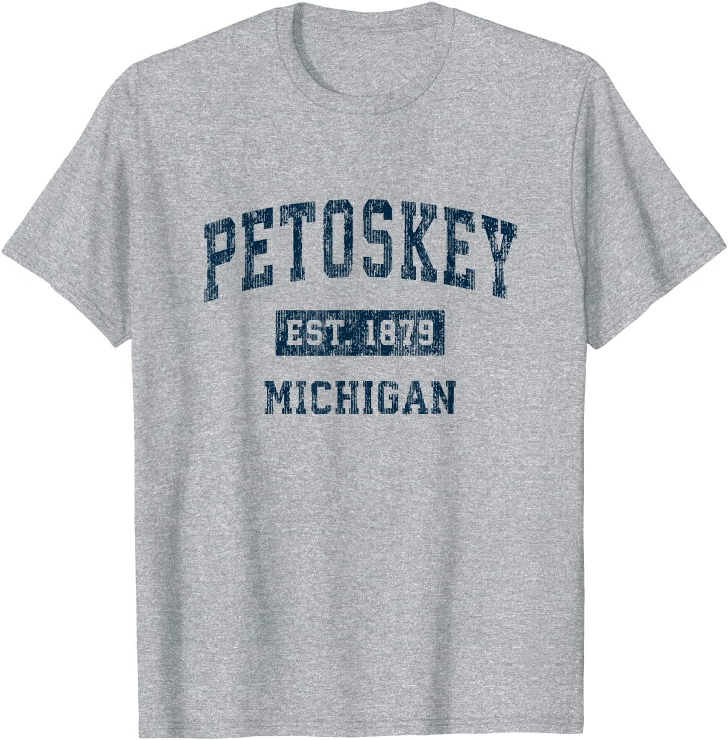 Petoskey Michigan MI Vintage Sports Design Navy Print T-Shirt