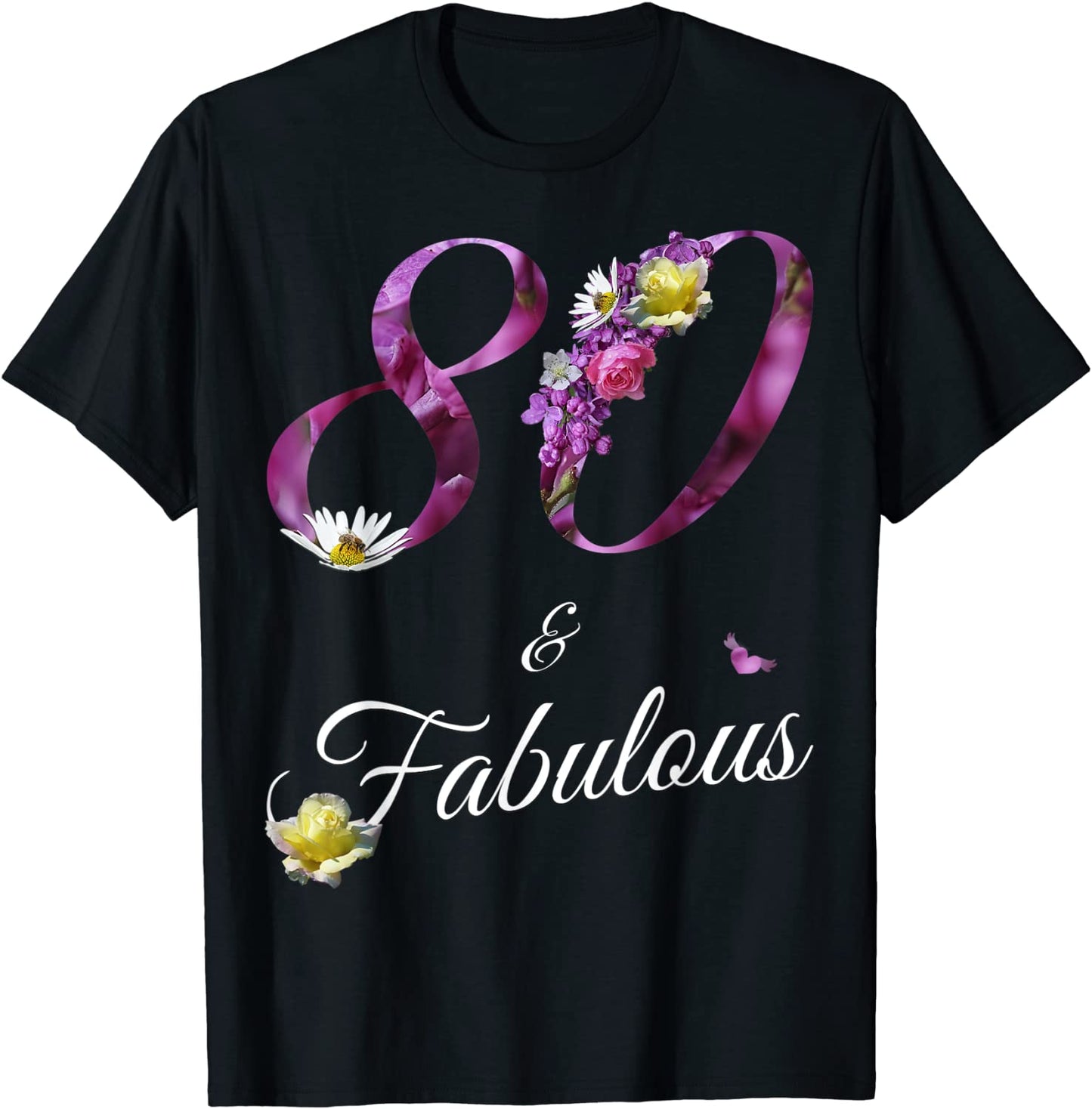 80 Fabulous 80 Year Old Tee Floral 1941 80th Birthday Gift T-Shirt