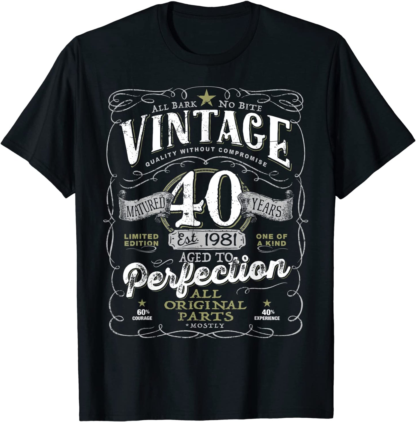Vintage 40th Birthday Top For Him 1981 Aged To Perfection T-Shirt