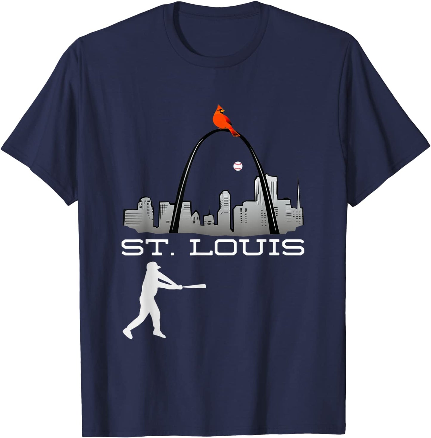 Saint Louis Red Cardinal Tshirt Skyline Baseball Player