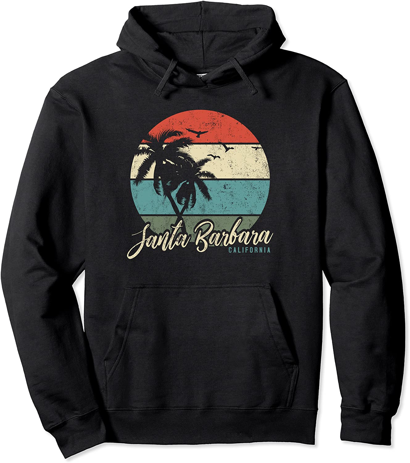 Santa Barbara California Retro Vintage Gift Pullover Hoodie