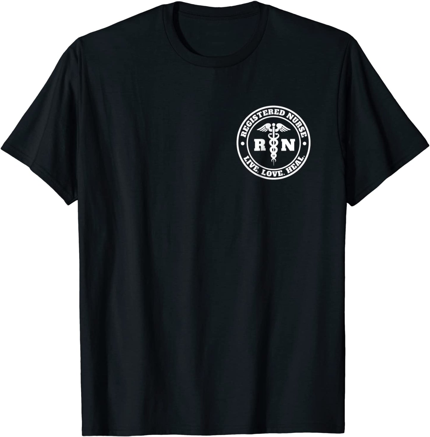 Registered Nurse Live Love Heal Pocket Logo RN Shirt