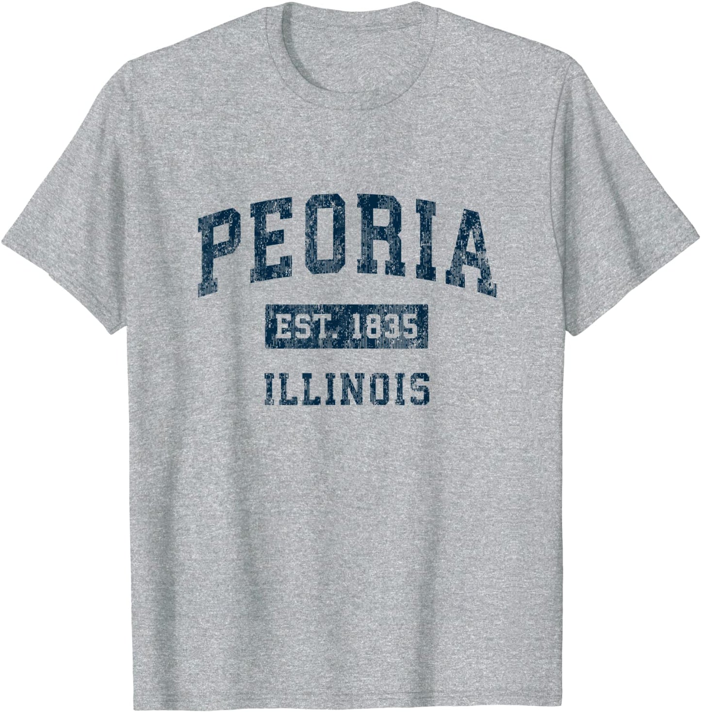Peoria Illinois IL Vintage Sports Design Navy Print T-Shirt