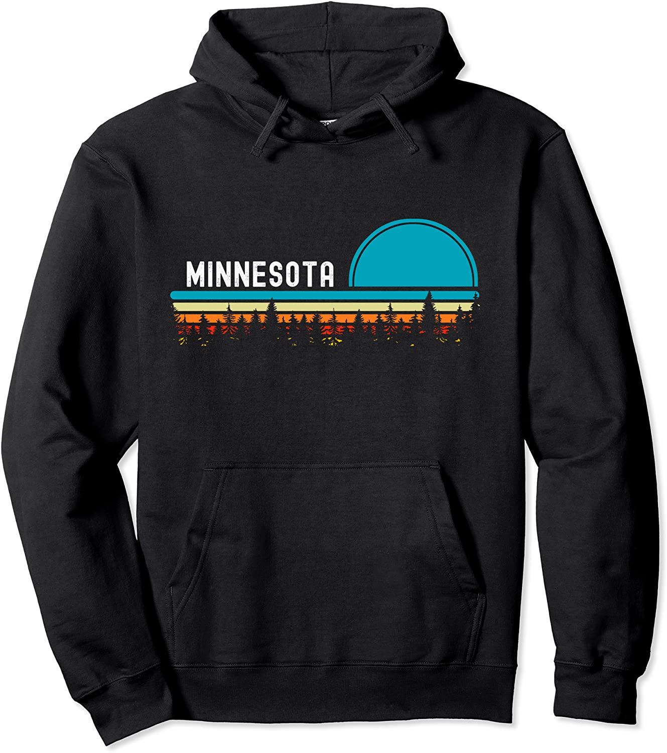 Minnesota Vintage Retro Sunset Forest Outdoors Wilderness Pullover Hoodie