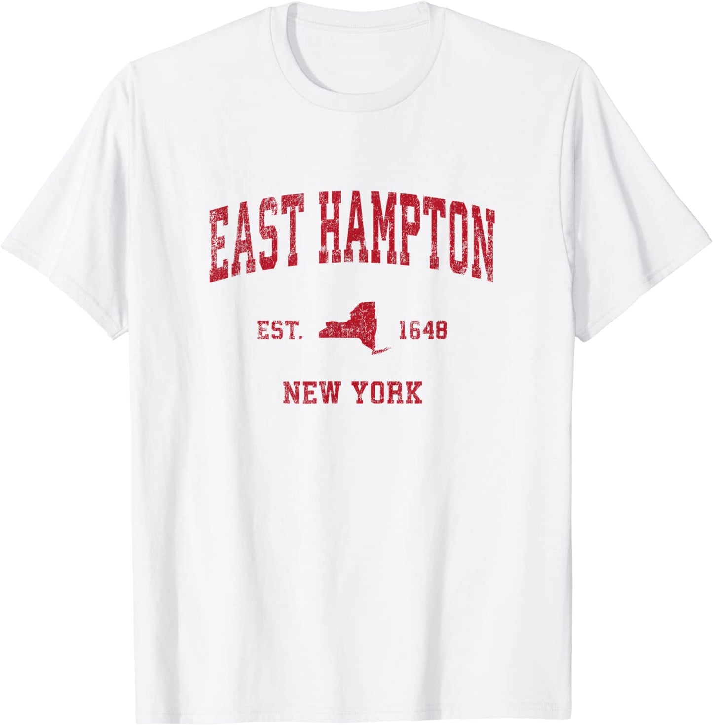 East Hampton New York NY Vintage Sports Design Red Print T-Shirt