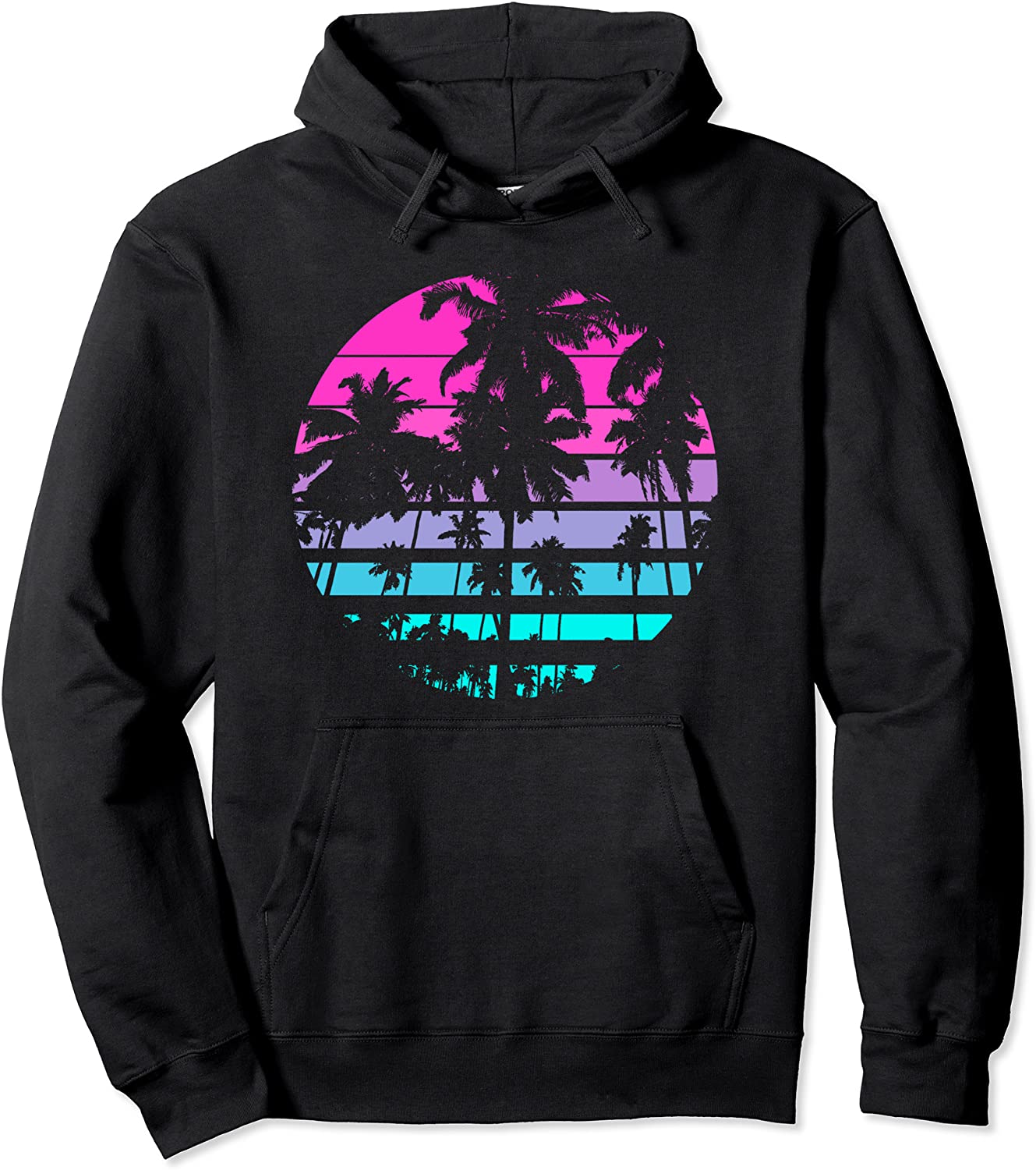 Retro Eighties 80s 90s Beach Style design with palm trees Pullover Hoodie