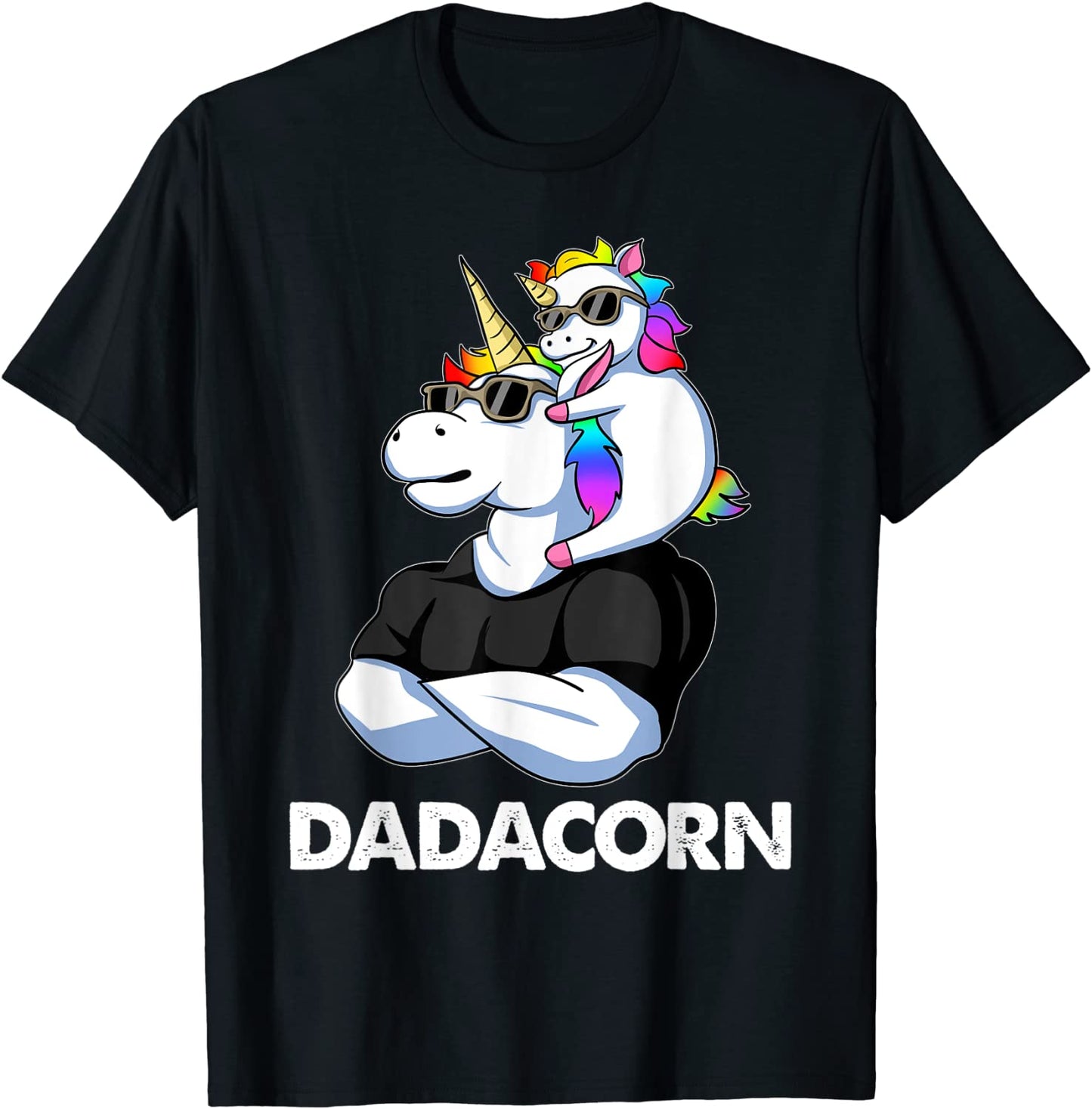 Dadacorn - Unicorn Dad and Baby Christmas Papa Sunglasses T-Shirt