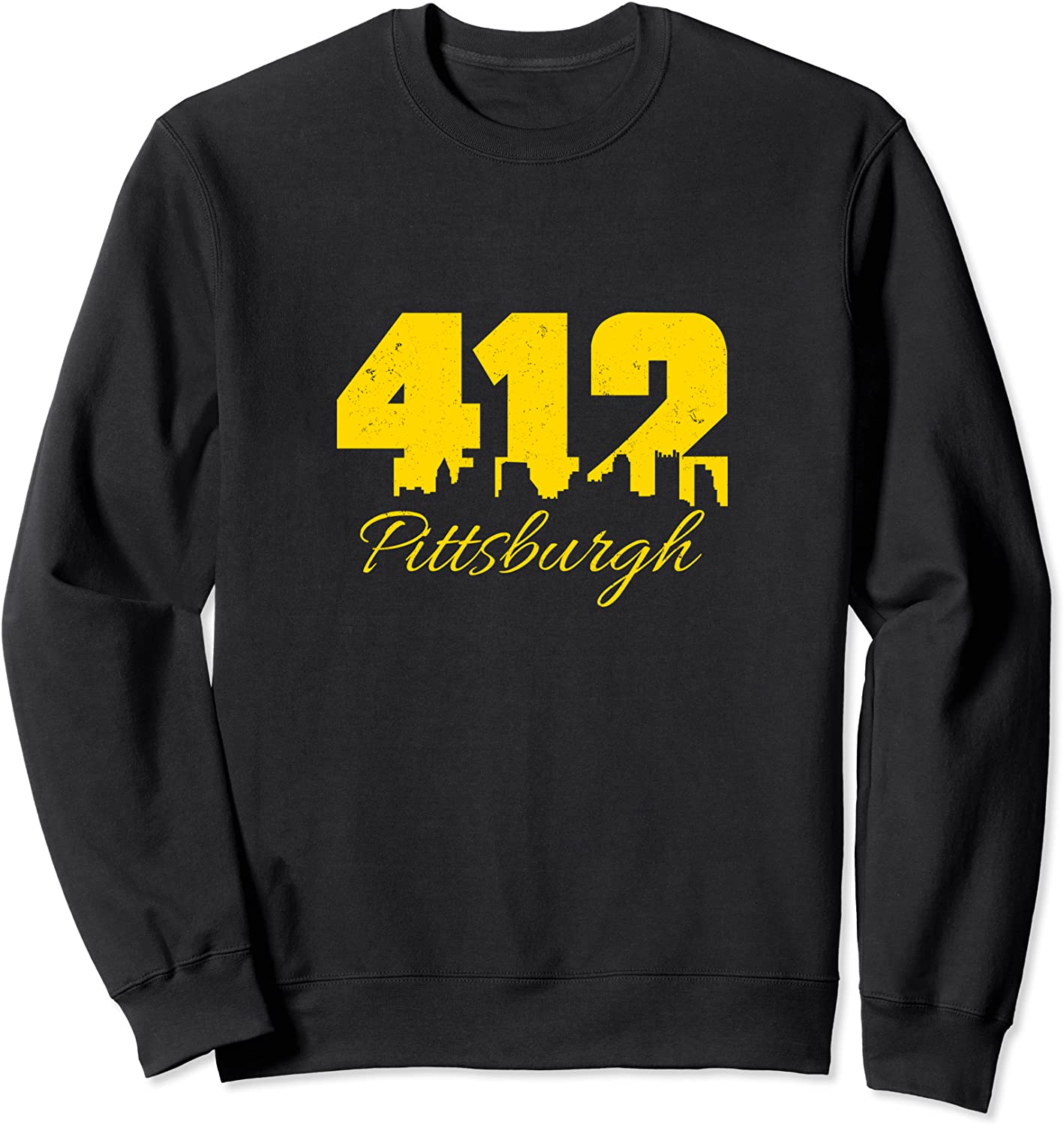 Pittsburgh Tshirt 412 City Skyline Yellow Pittsburgh T-shirt Sweatshirt