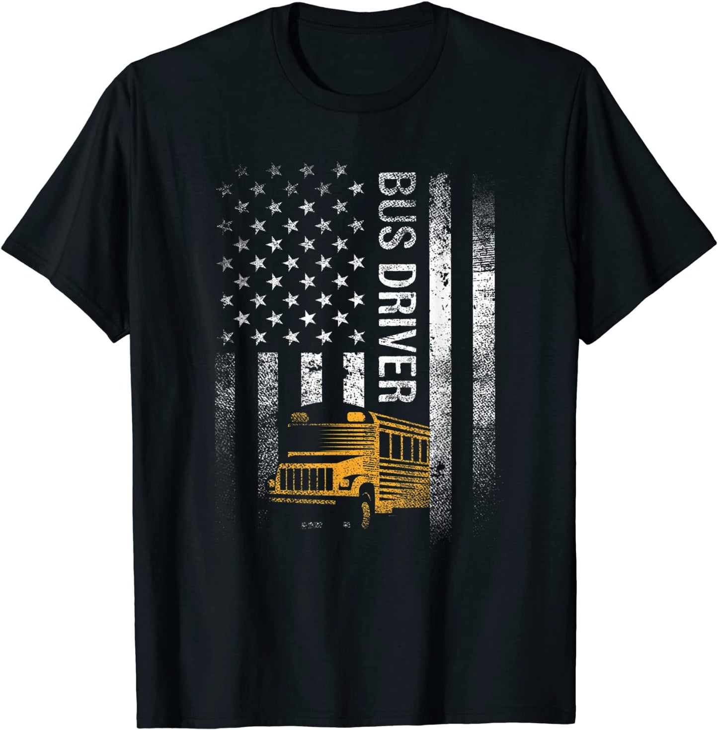 School Bus Driver Usa American Flag Funny Bus Driver Gift T-Shirt