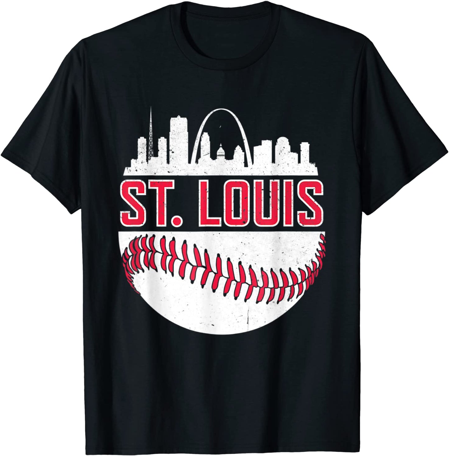 Vintage St Louis Baseball STL Skyline Novelty Cardinal T-Shirt