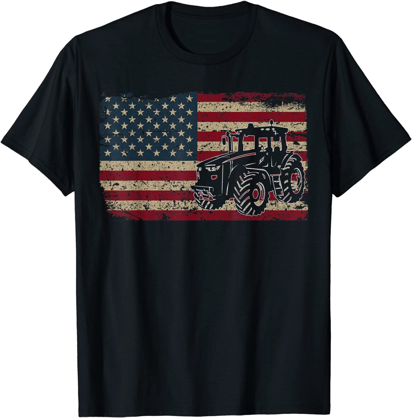 Farm Tractors USA Flag Patriotic Farming Gift T-Shirt