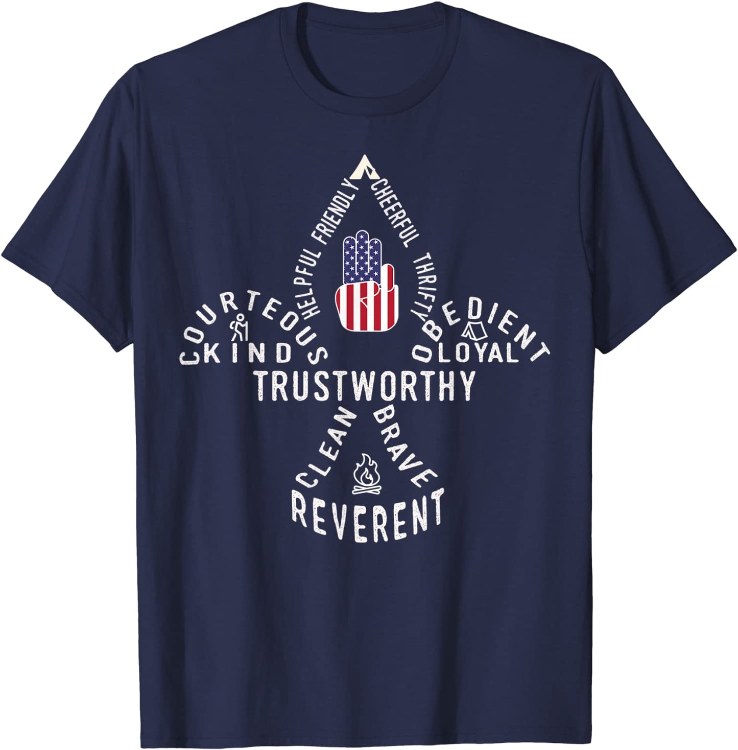 Scouting Gift US America Flag Scout Law T-Shirt