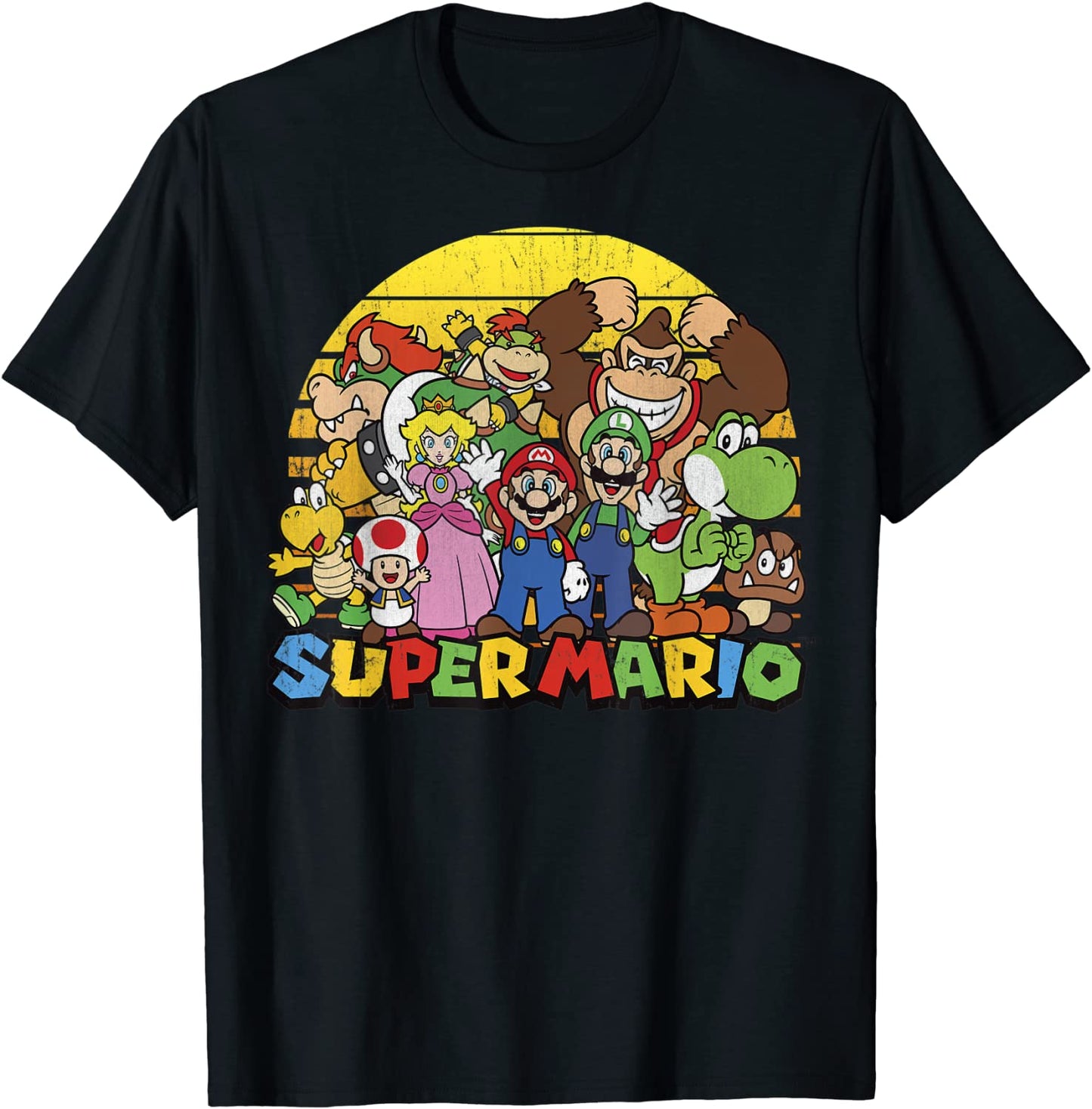 Nintendo Super Mario Group Portrait Vintage Graphic T-Shirt