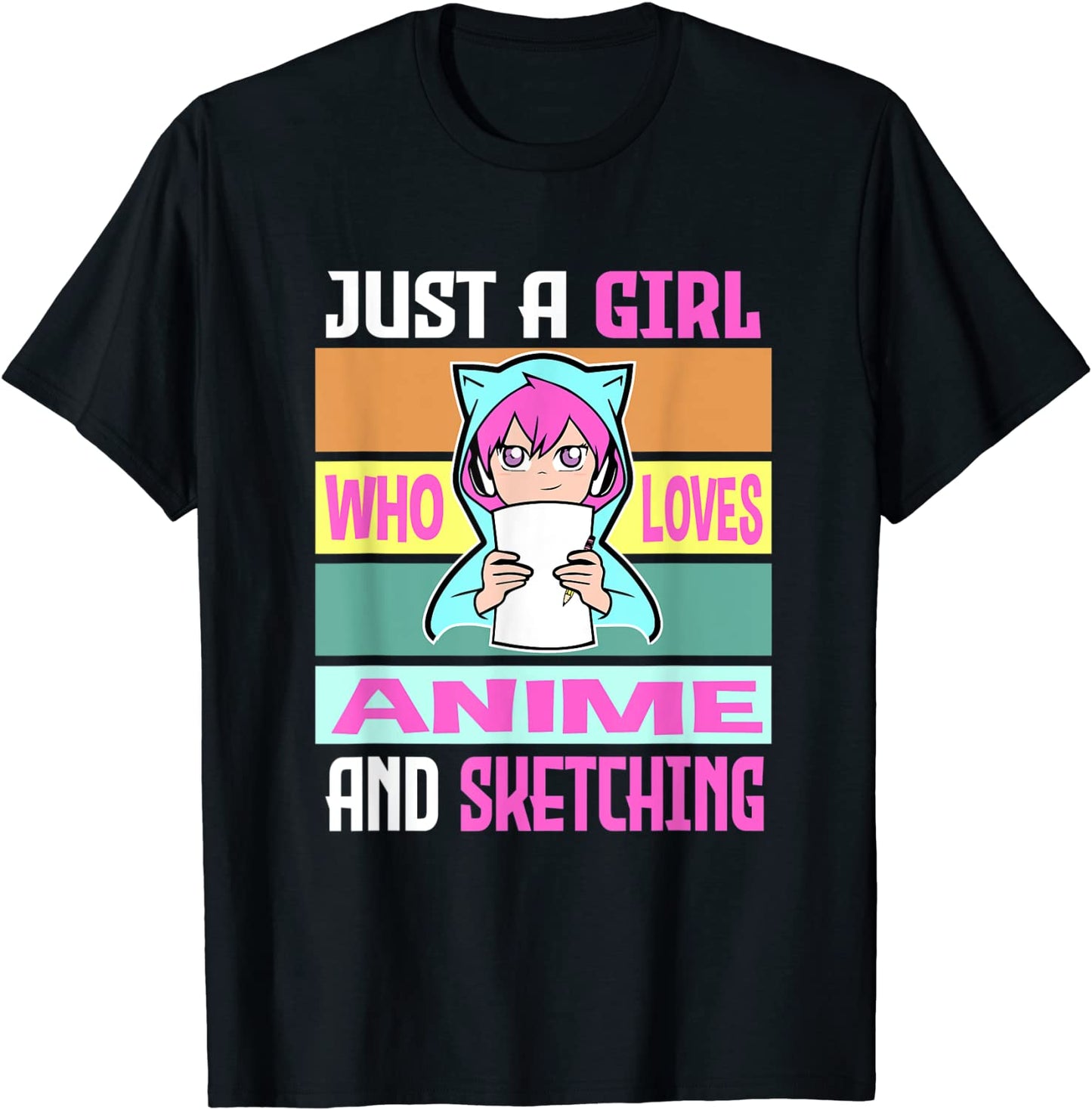 Girl Loves Anime and Sketching Anime Merch Anime Lover Gifts T-Shirt