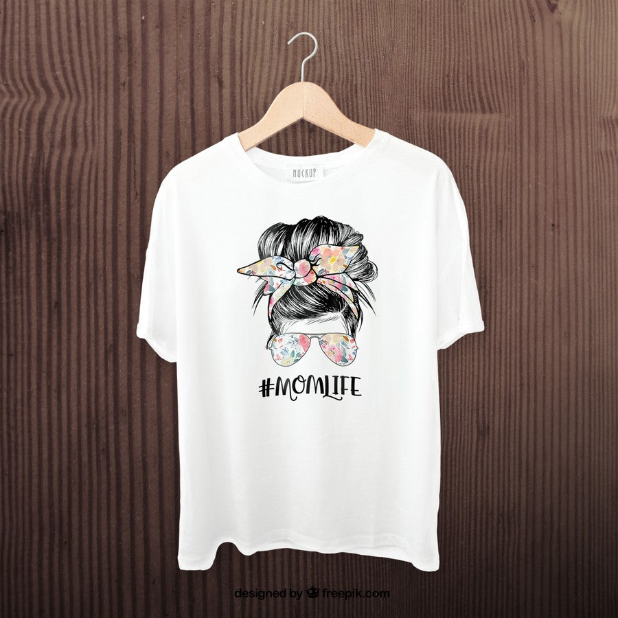 Mom Life Messy Hair Bun Women Mothers Day Funny T-Shirt_1
