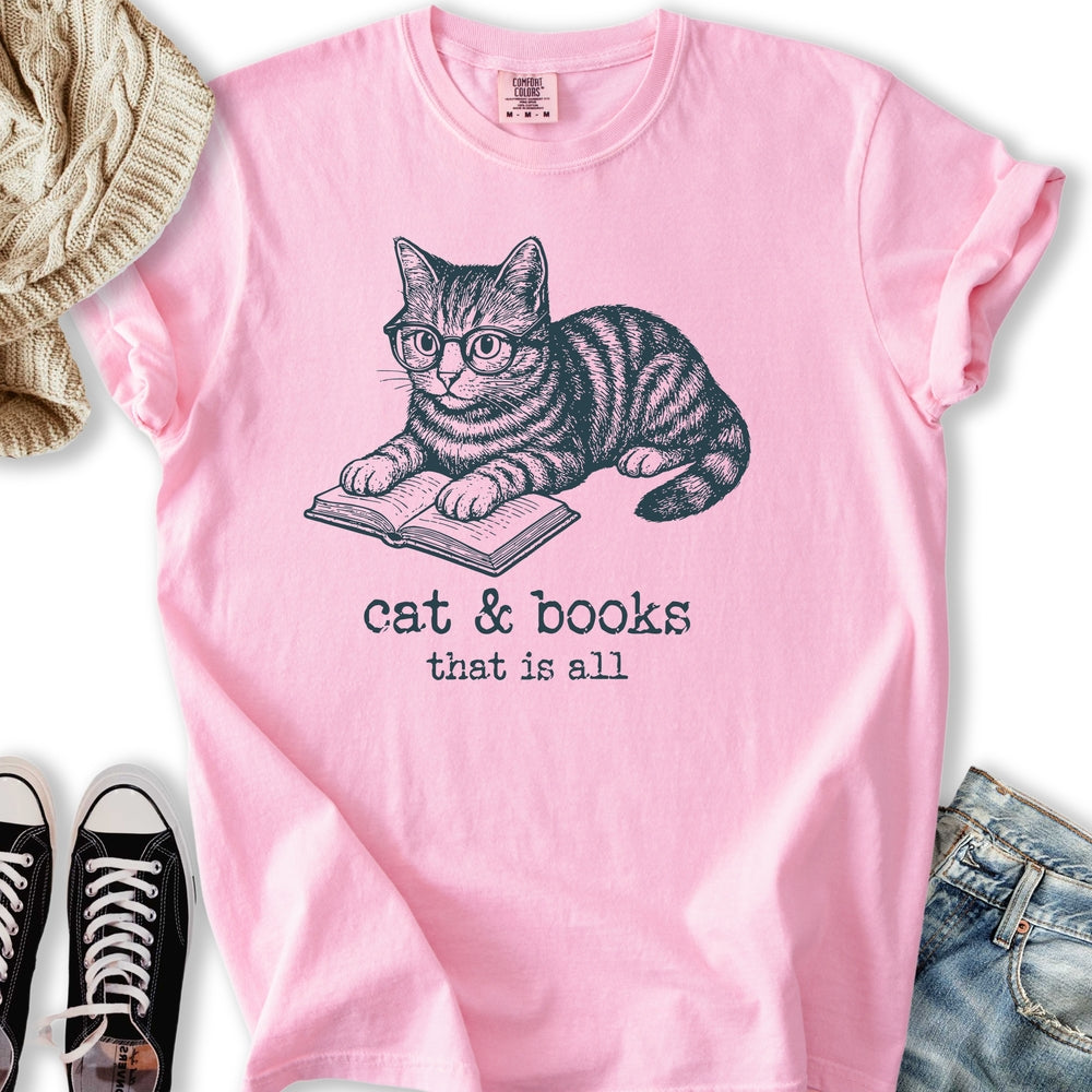 Cats And Books T Shirt Vintage Design