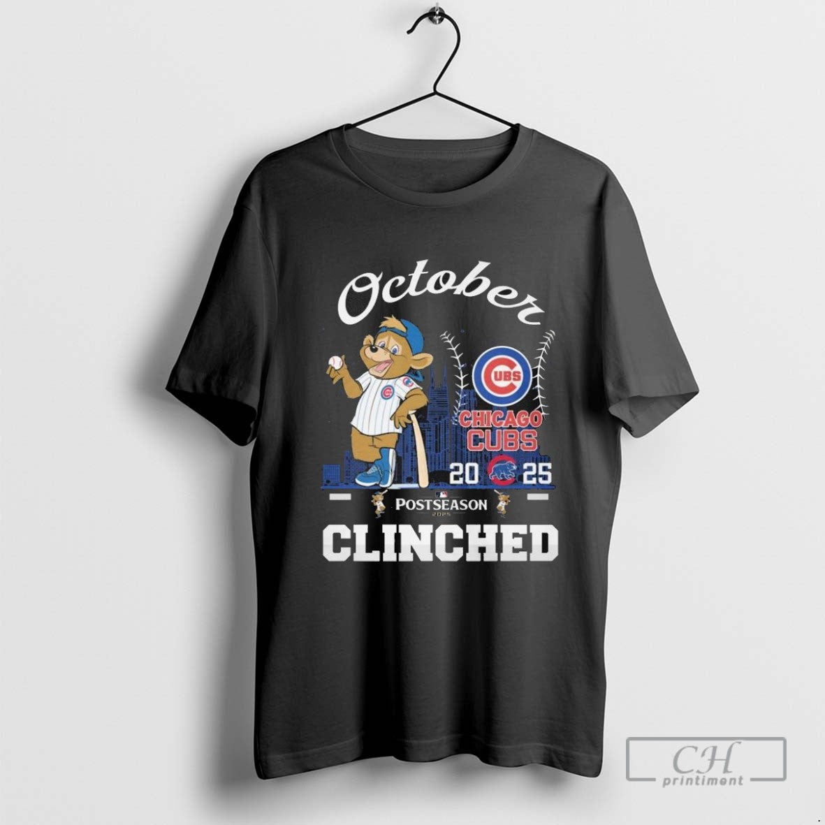 2025 October Mlb Postseason Chicago Cubs Mascot Clinched TShirt