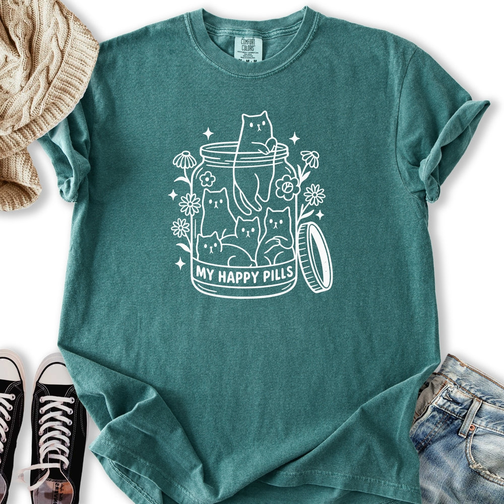 Happy Pills Cat T Shirt Elegant Look