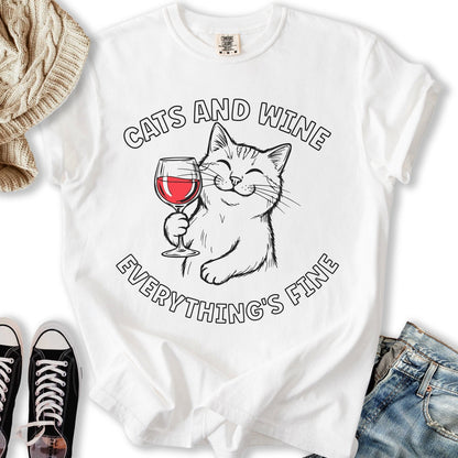 Cats And Wine Lineart T Tank Top Retro Style