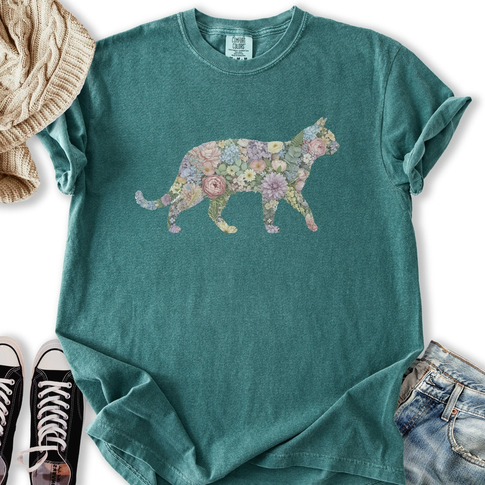 Pastel Floral Cat T Hoodie Classic Fashion