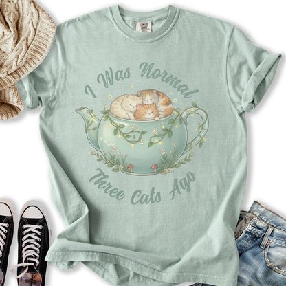 Three Cats Ago Teapot T Long Sleeve Retro Look
