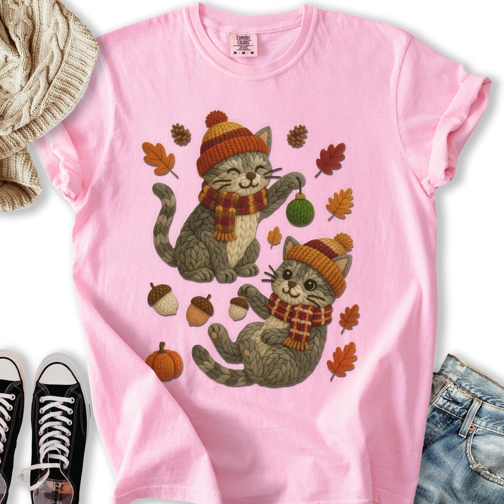 Fall Yarn Cats T Long Sleeve Vintage Design