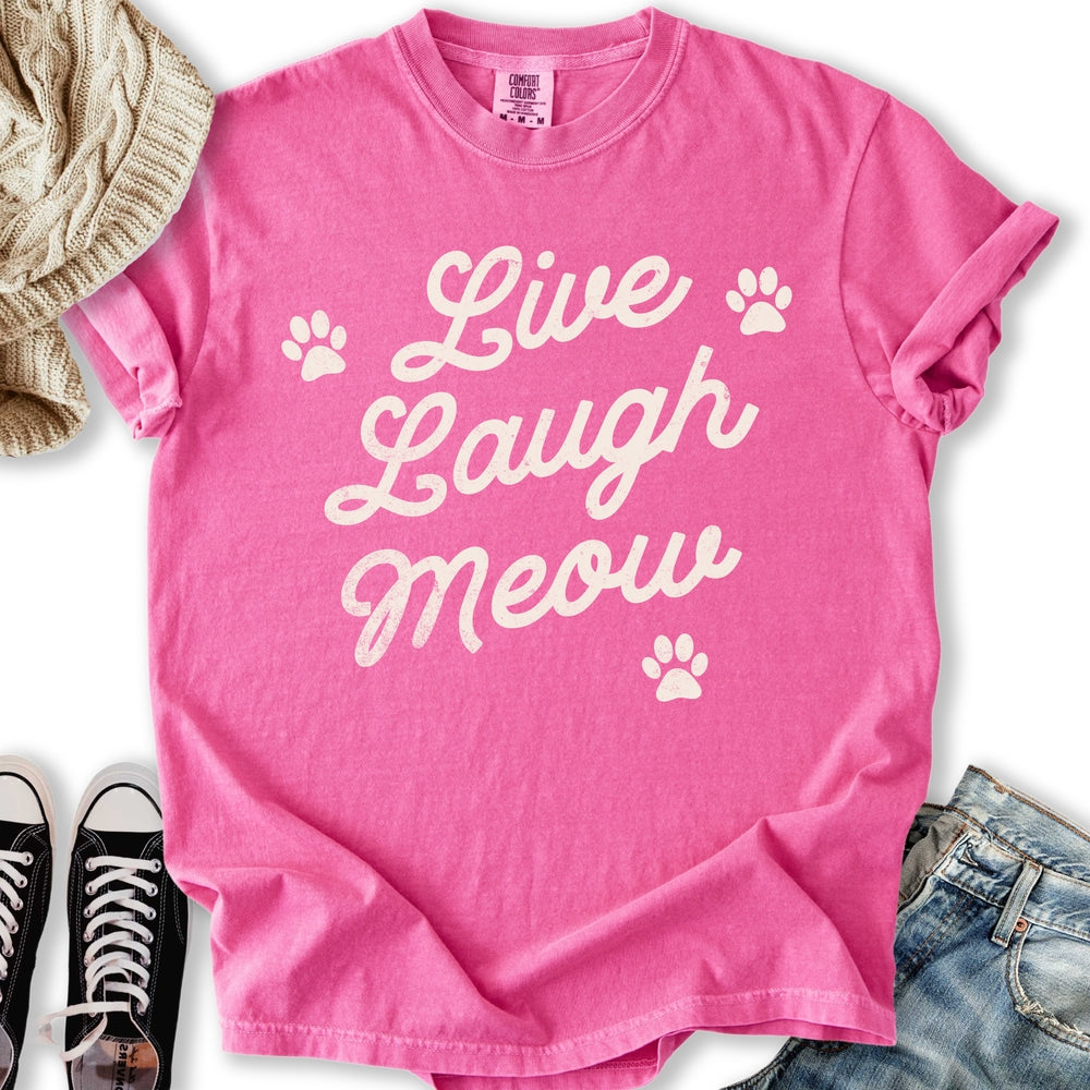 Live Laugh Meow T TShirt Unique Apparel