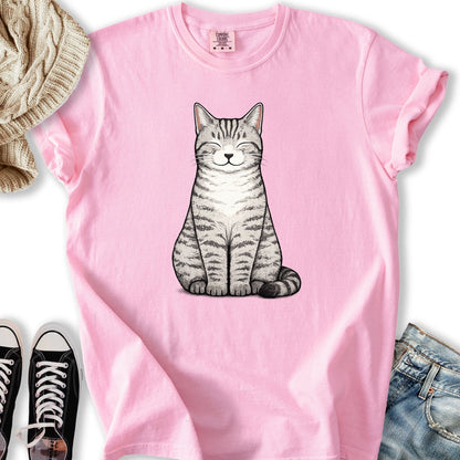 Smiling Tabby Cat T Tee Classic Fashion