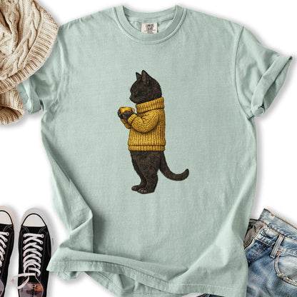 Cozy Black Cat T Tee Premium Art