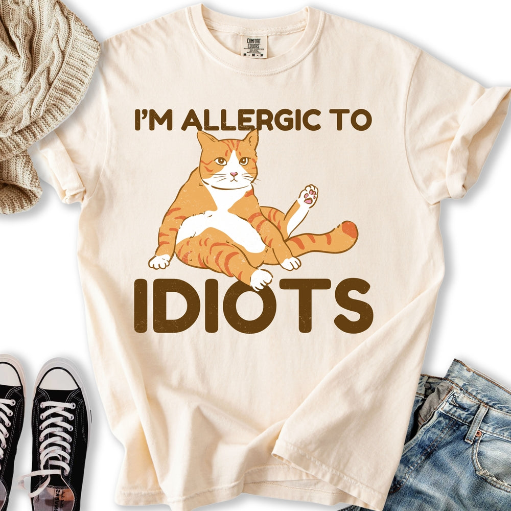 Allergic To Idiots Cat T Shirt Designer Outfit