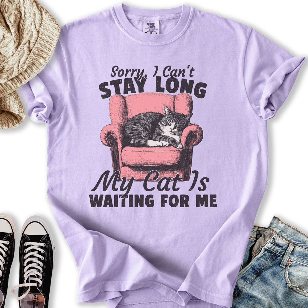 Cat Is Waiting T Long Sleeve Trendy Apparel
