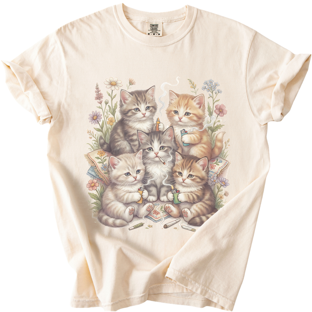 Smoking Kittens T Hoodie Elegant Look