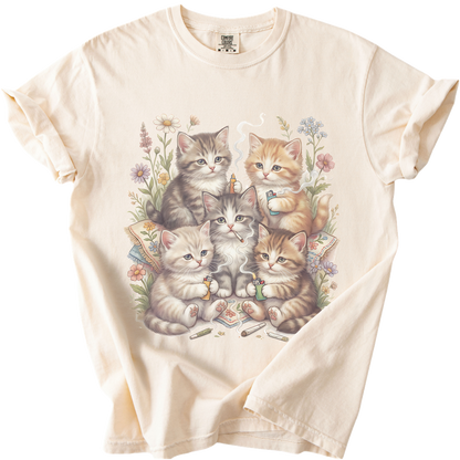 Smoking Kittens T Hoodie Elegant Look