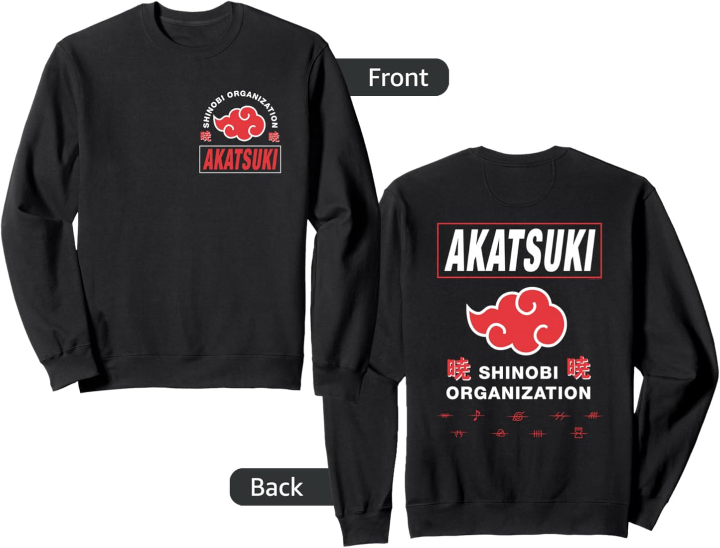 Naruto Shippuden Akatsuki Shinobi Org Front Back Anime Sweatshirt