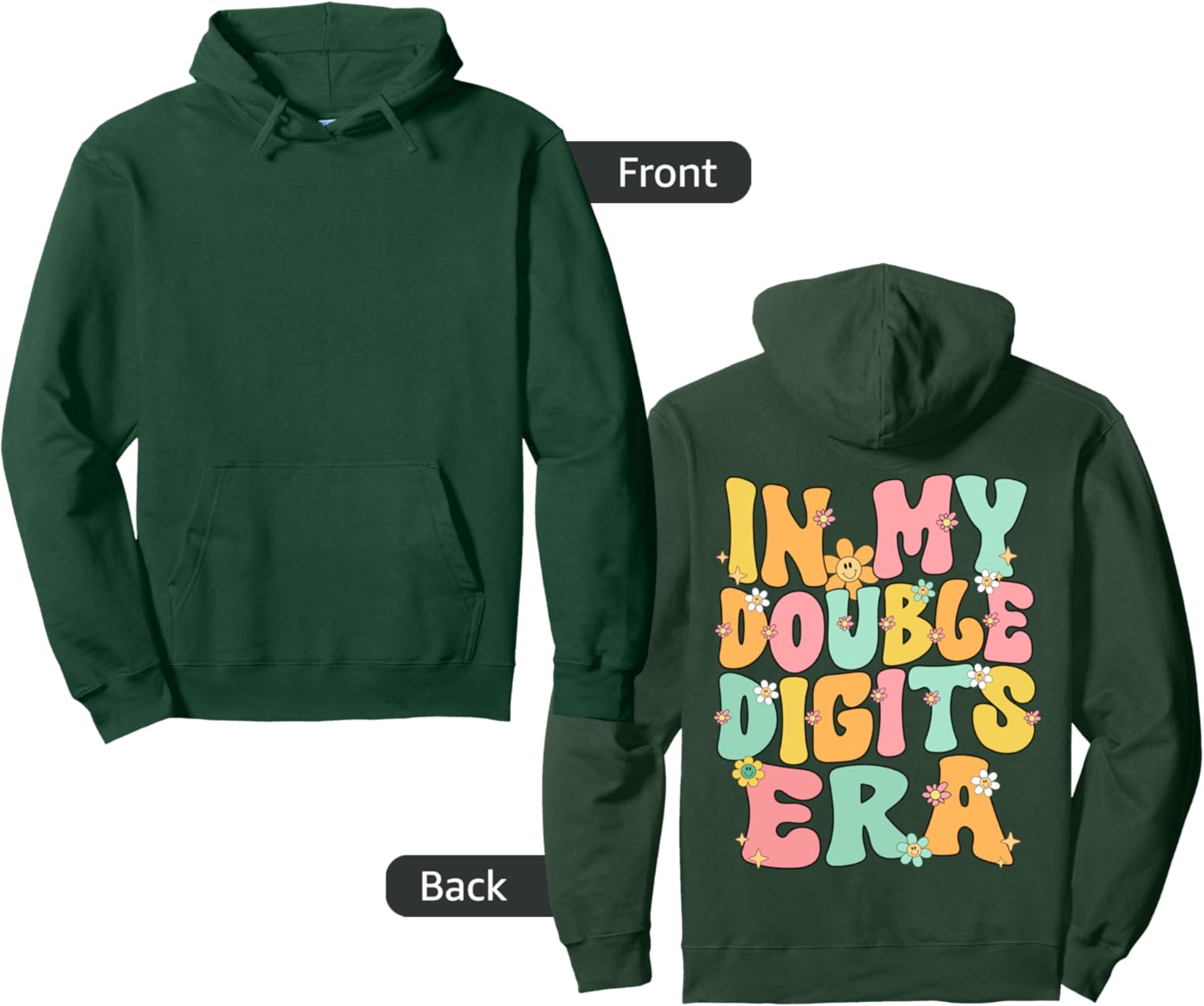 In My Double Digits Era Retro 10 Year Old 10th Birthday Girl Pullover Hoodie