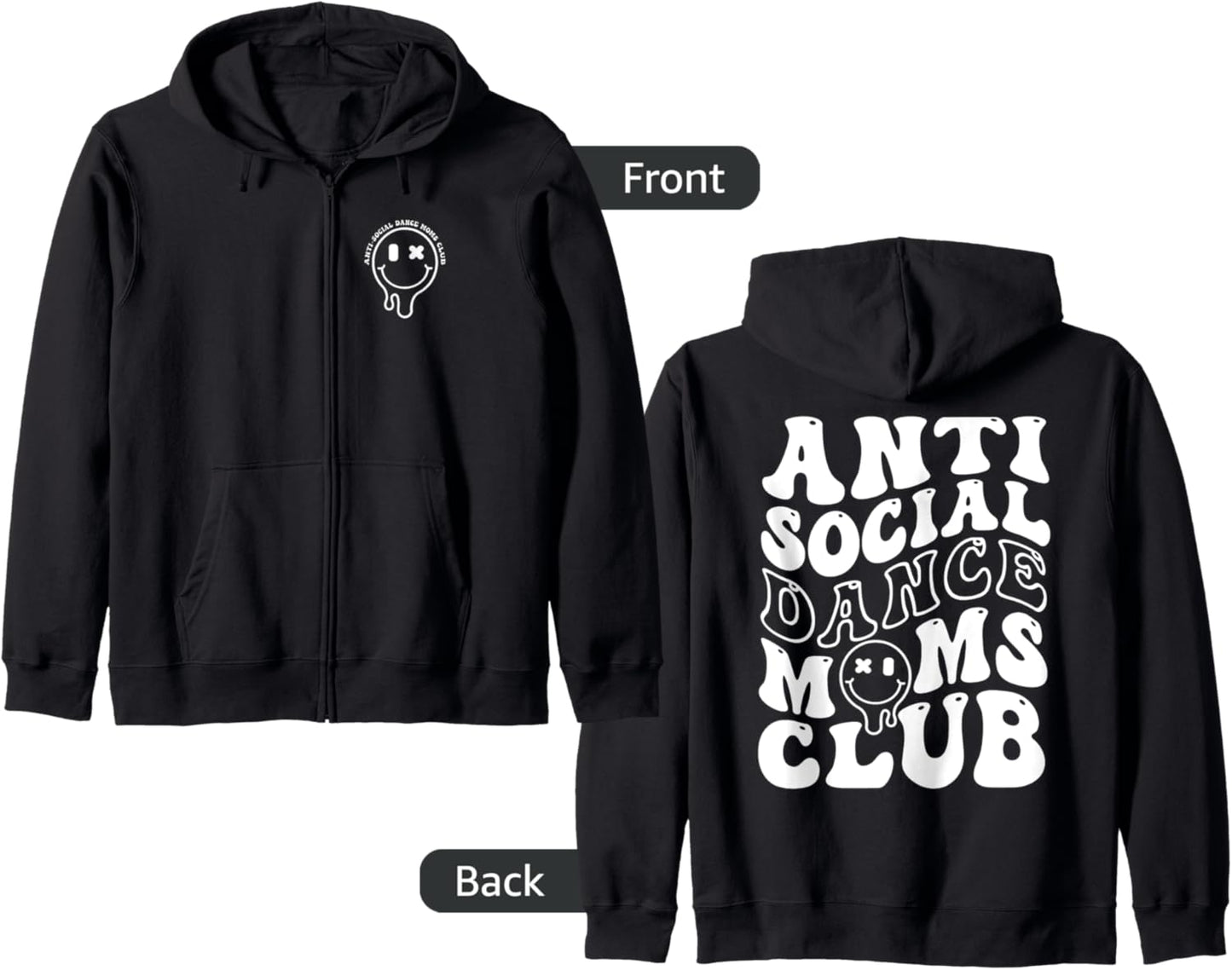 Anti Social Dance Moms Club Groovy Cheer Dance Mom Zip Hoodie