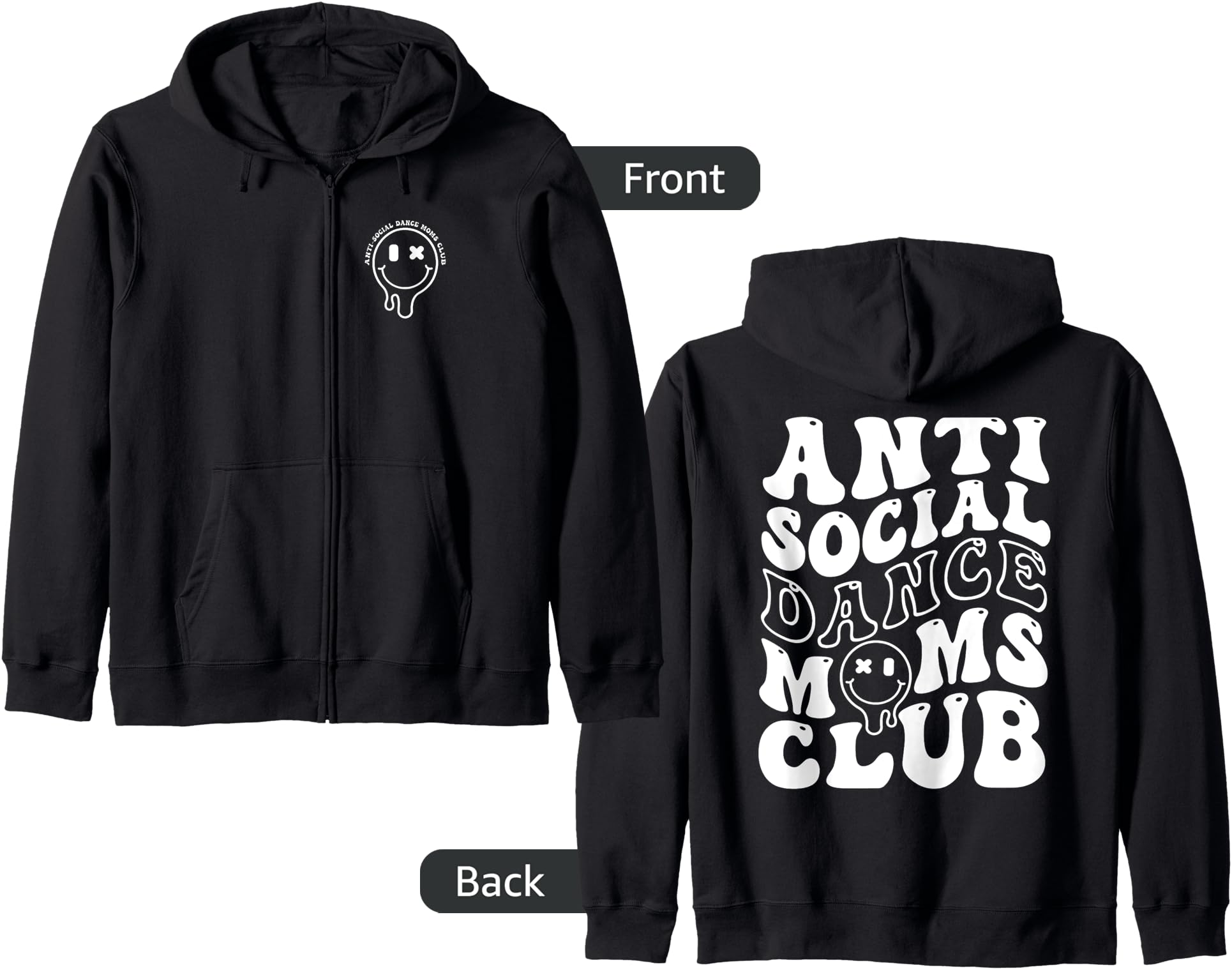 Anti Social Dance Moms Club Groovy Cheer Dance Mom Zip Hoodie