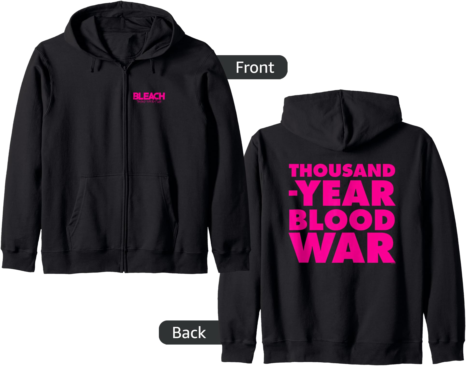 Bleach: Thousand Year Blood War Pink Text Front & Back Anime Hoodie