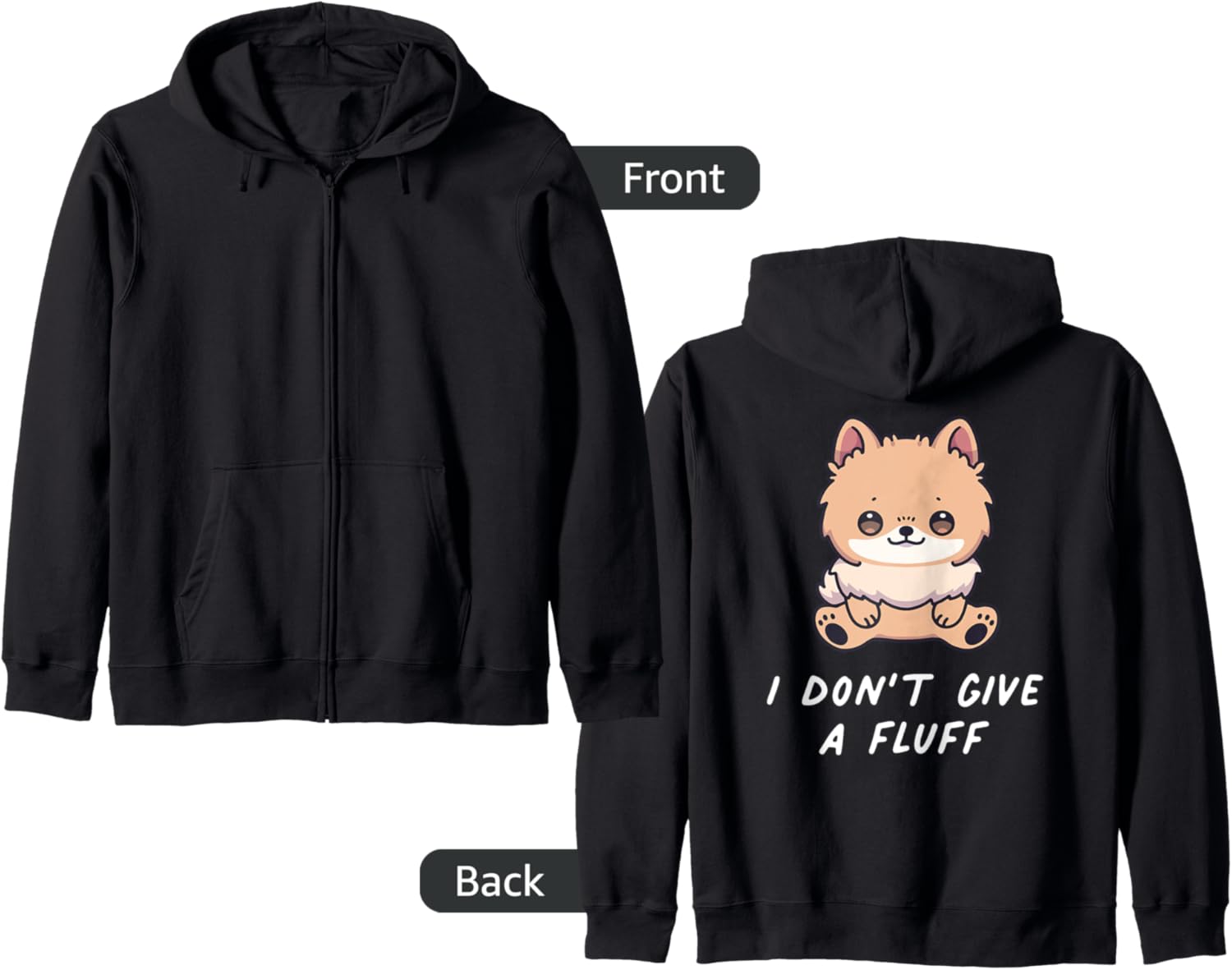 I Don't Give A Fluff Pomeranian Kawaii Anime Dog Lover Owner Hoodie
