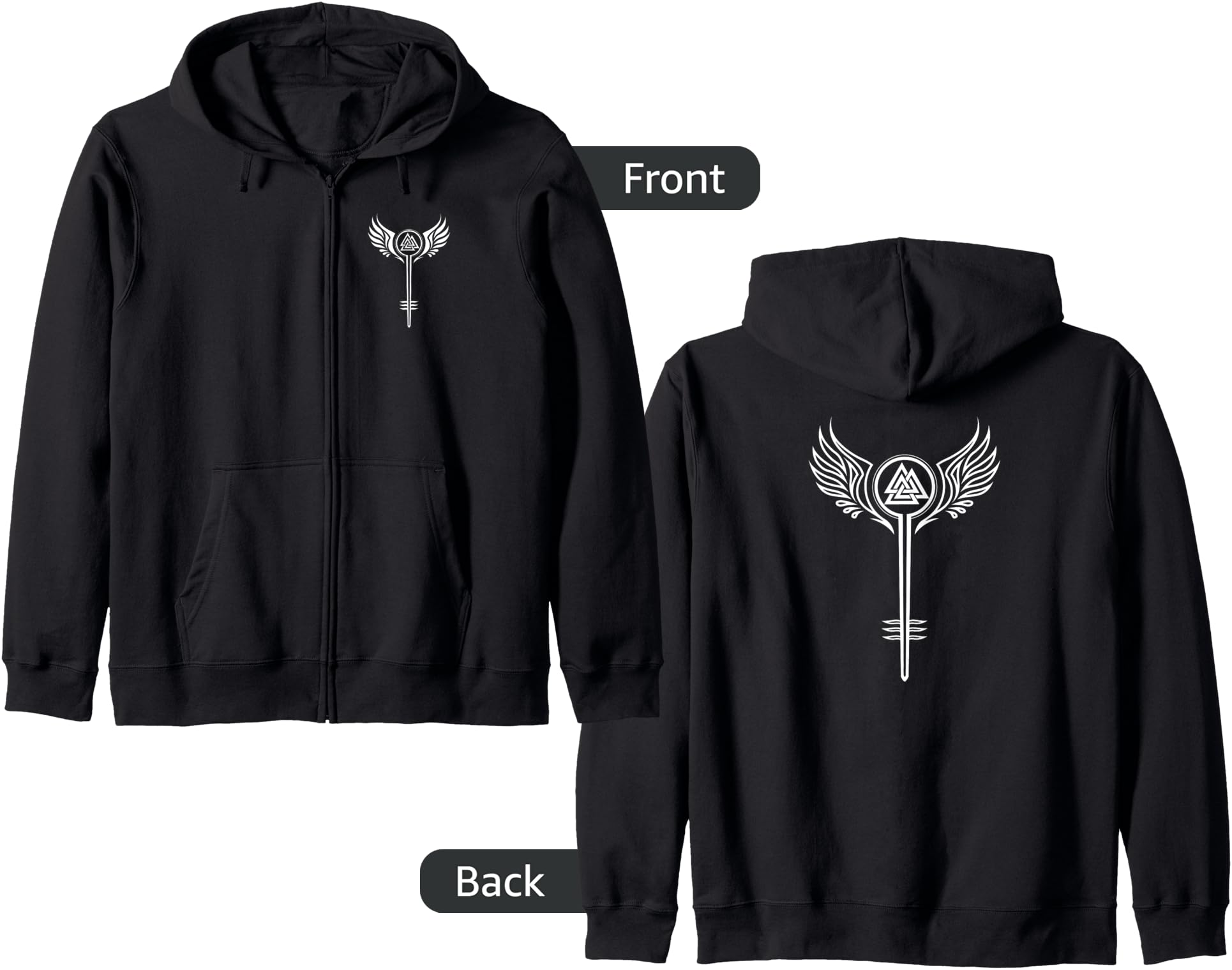 Valkyrie Symbol, Odin Valknut, Shieldmaiden, Viking, Warrior Zip Hoodie