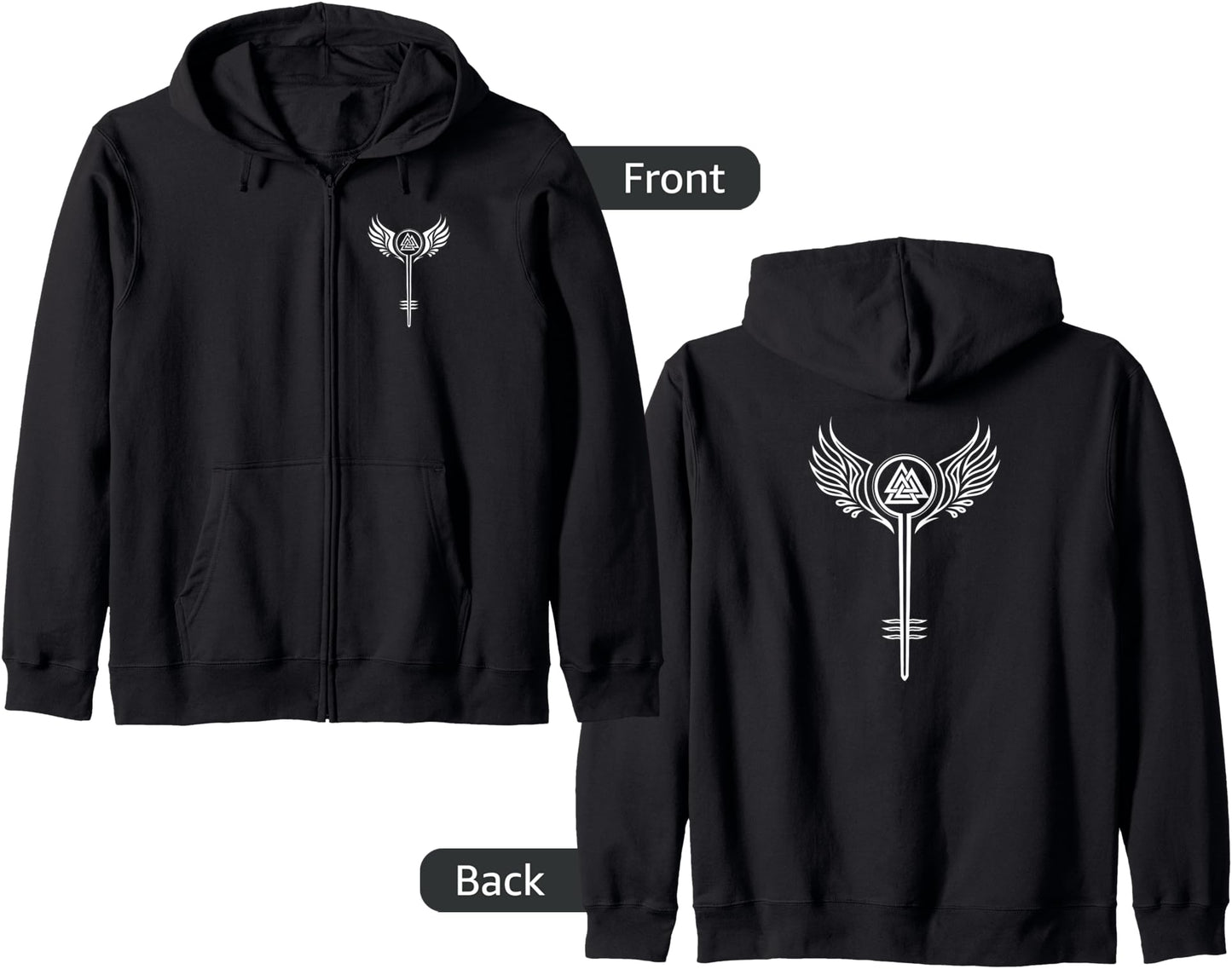 Valkyrie Symbol, Odin Valknut, Shieldmaiden, Viking, Warrior Zip Hoodie