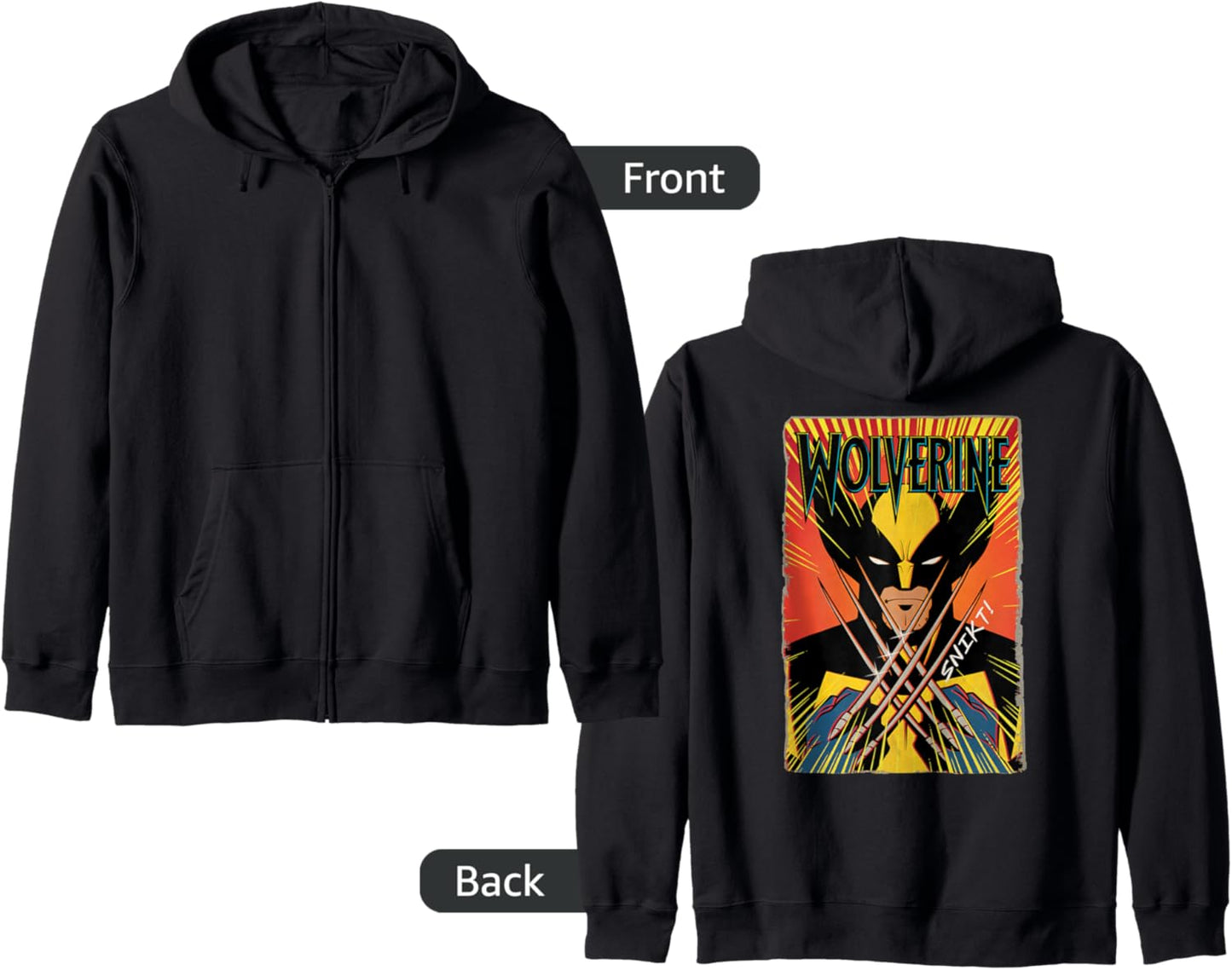 Marvel Studios X-Men \u201997 Wolverine Claws Snikt Retro Vintage Zip Hoodie
