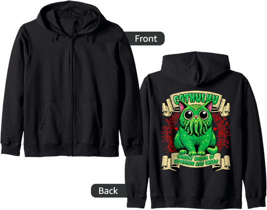 Cathulhu Cat Cthulhu Cosmic Horror Zip Hoodie