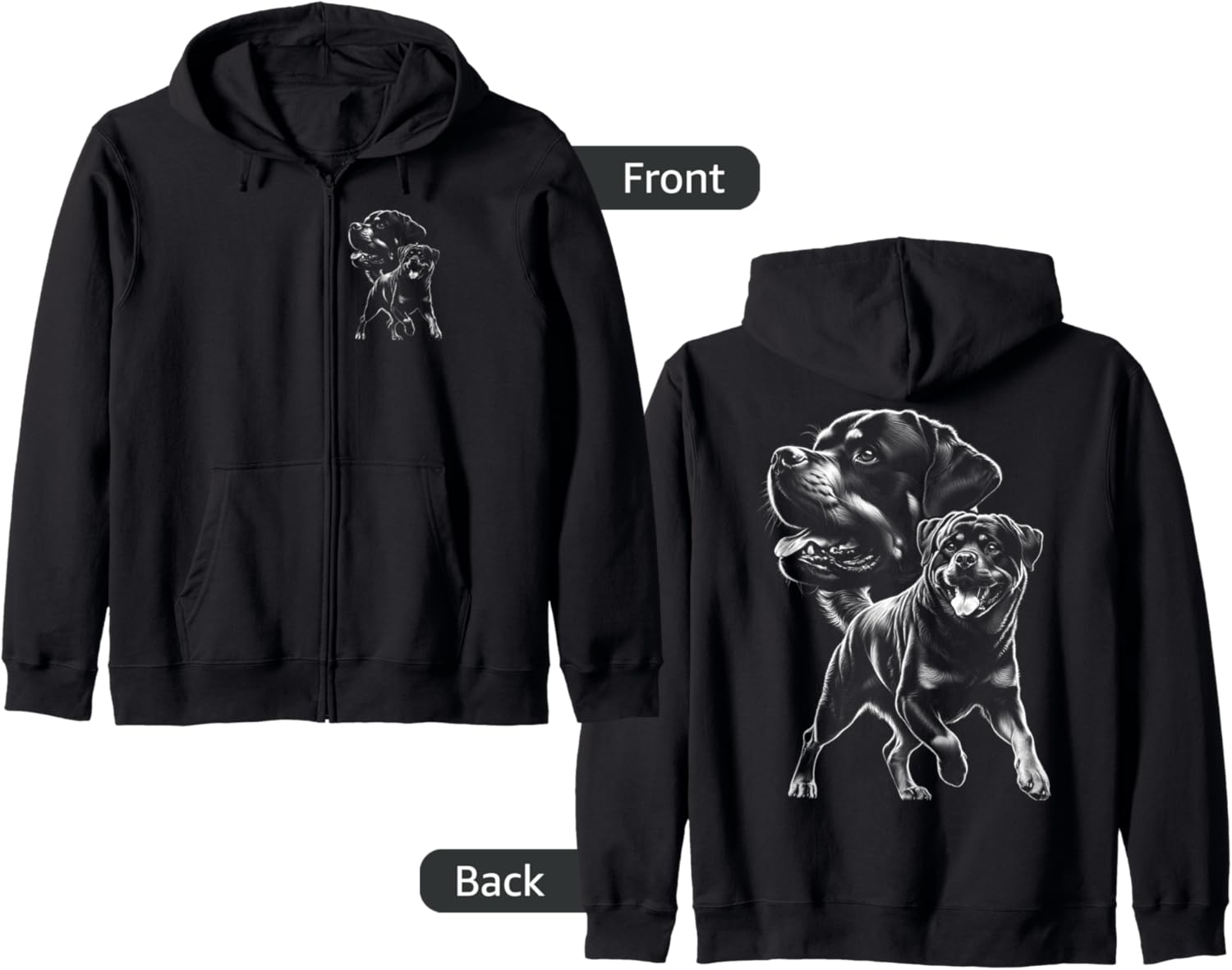 Proud Playful Rottweiler Dog in Cool Style Zip Hoodie