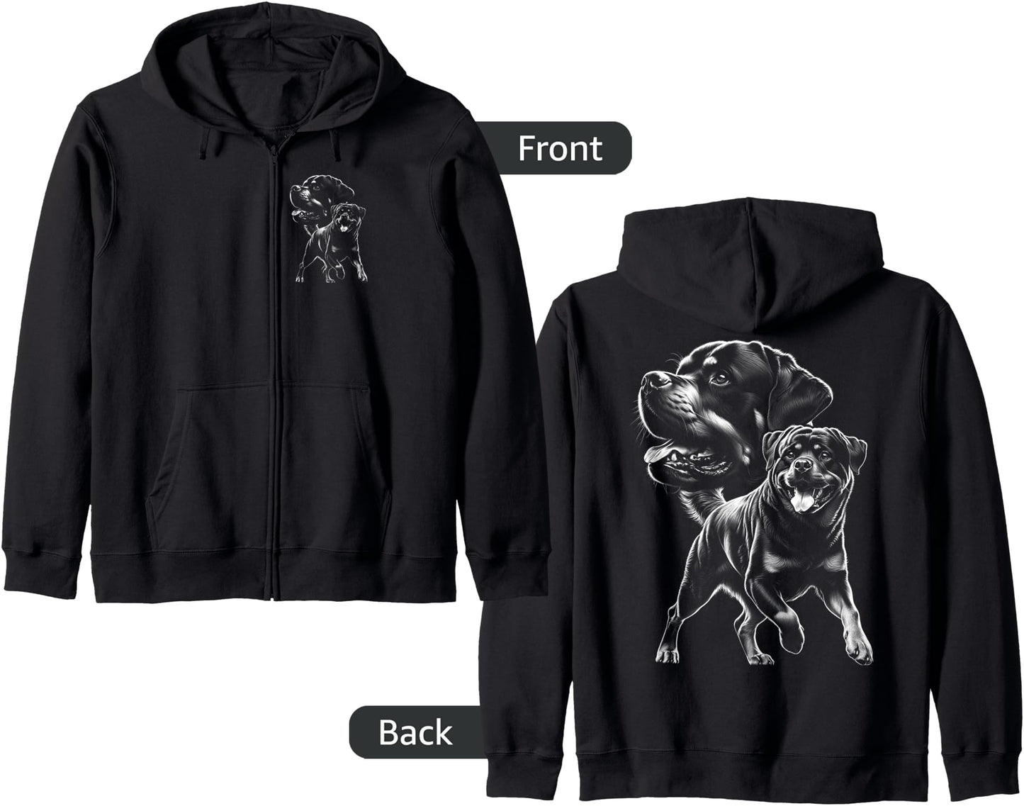 Proud Playful Rottweiler Dog in Cool Style Zip Hoodie
