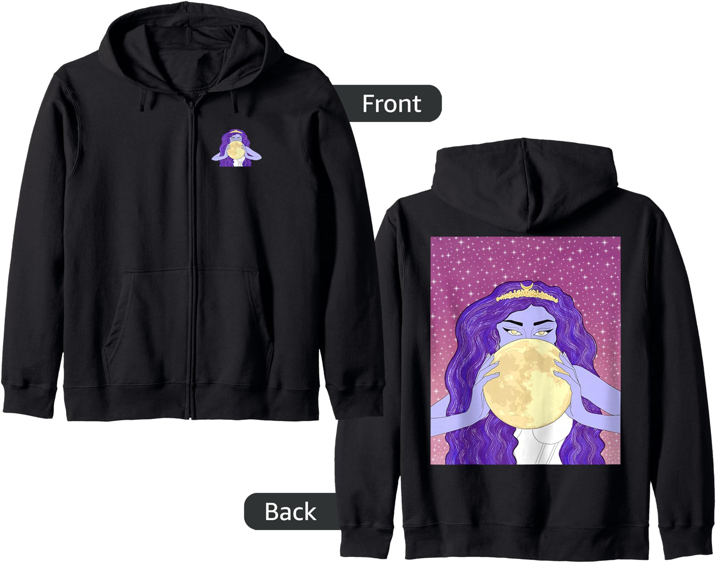 Selene Moon Goddess Magical Zip Hoodie