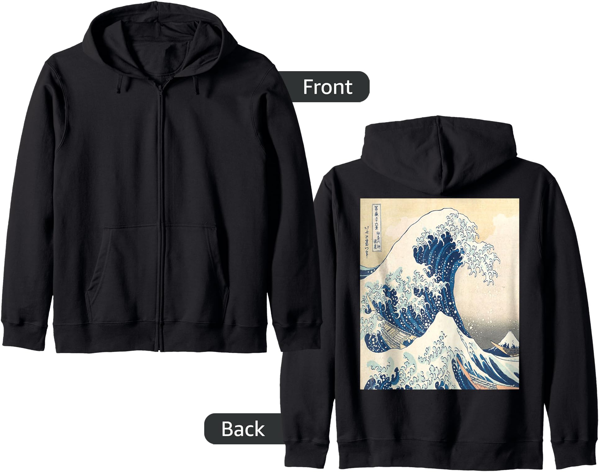 The Great Wave Off kanagawa Big Cool Wave Surfer Zip Hoodie