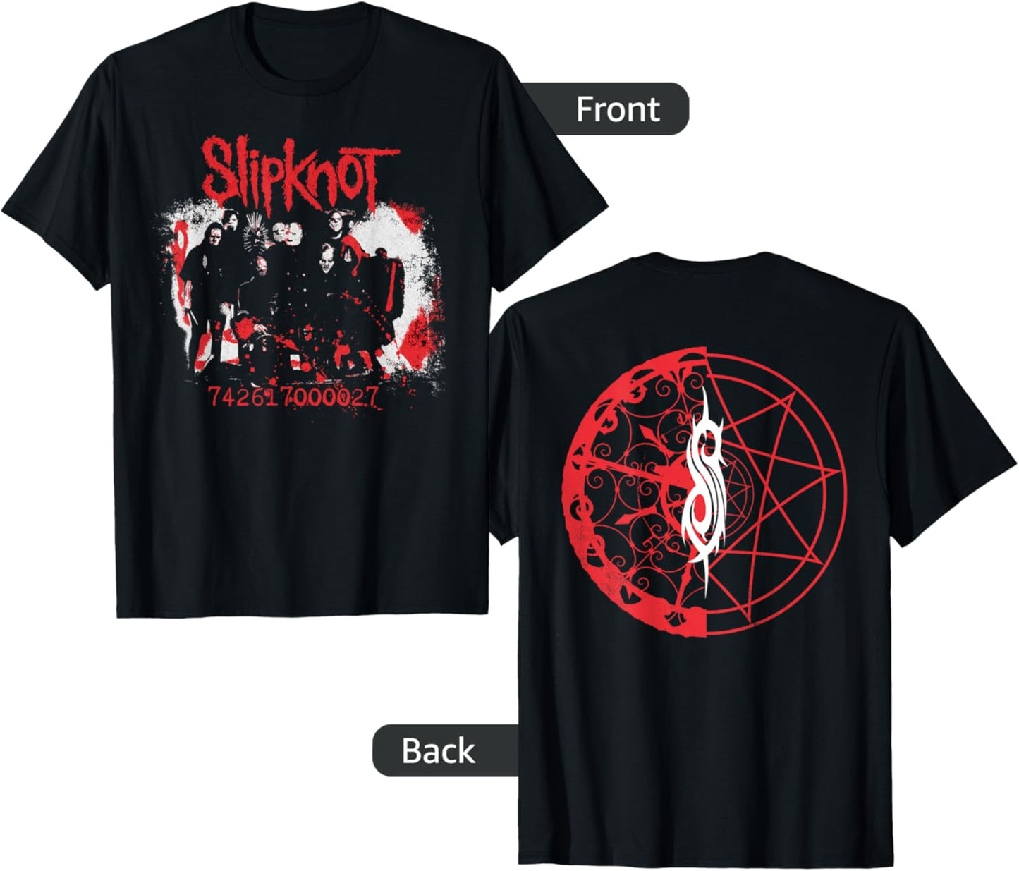 Slipknot Men's Unisex-Adults Black T-Shirt with Slipknot Band Photo