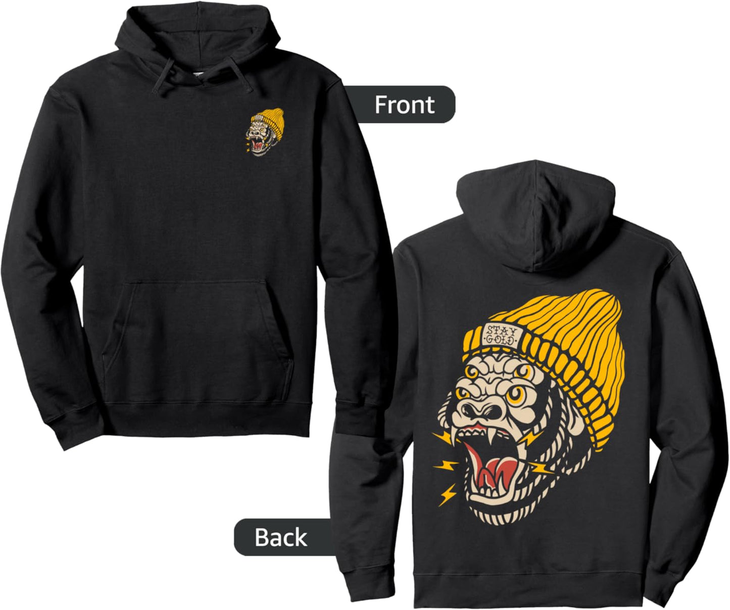 American Traditional Tattoo Gorilla Alternative Old School Pullover Hoodie
