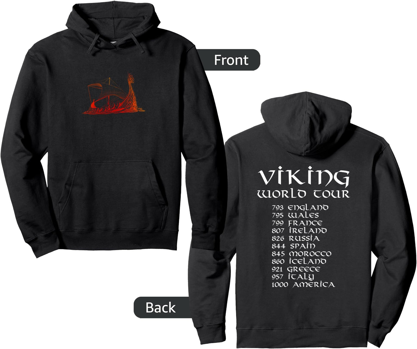 Viking World Tour Funny Norse History Norwegian Gift Pullover Hoodie
